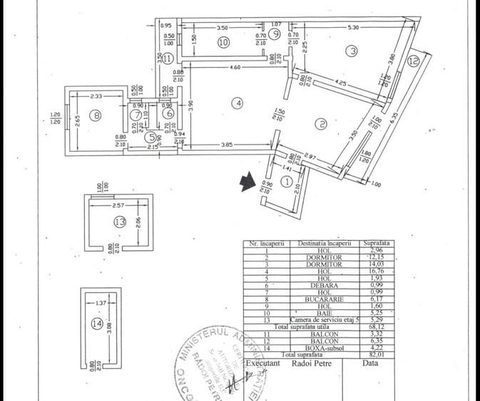Apartament cu 3 camere semidecomandat în Amzei