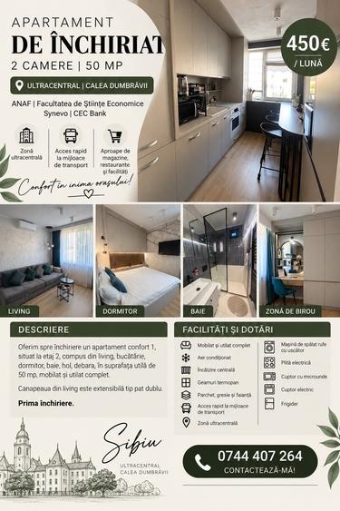 Apartament cu 2 camere semidecomandat în Calea Dumbrăvii