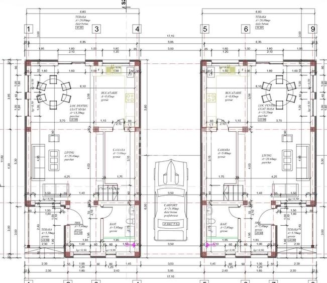 Duplex cu 4 camere cu Canalizare în Moșnița Nouă