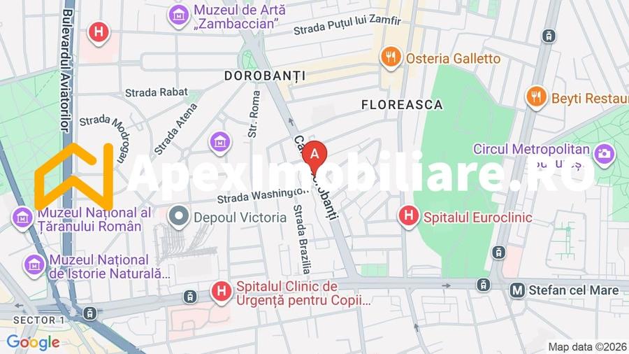 Apartament cu 2 camere semidecomandat, mobilat în Dorobanți