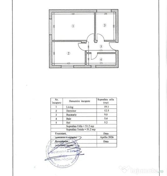 Apartament cu 2 camere decomandat în Vârteju