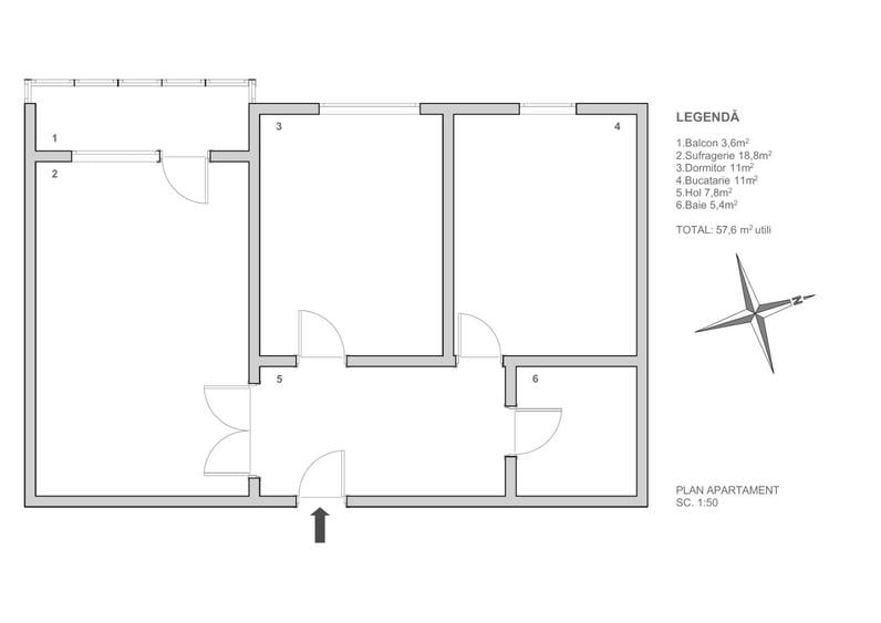 Apartament cu 2 camere în Central
