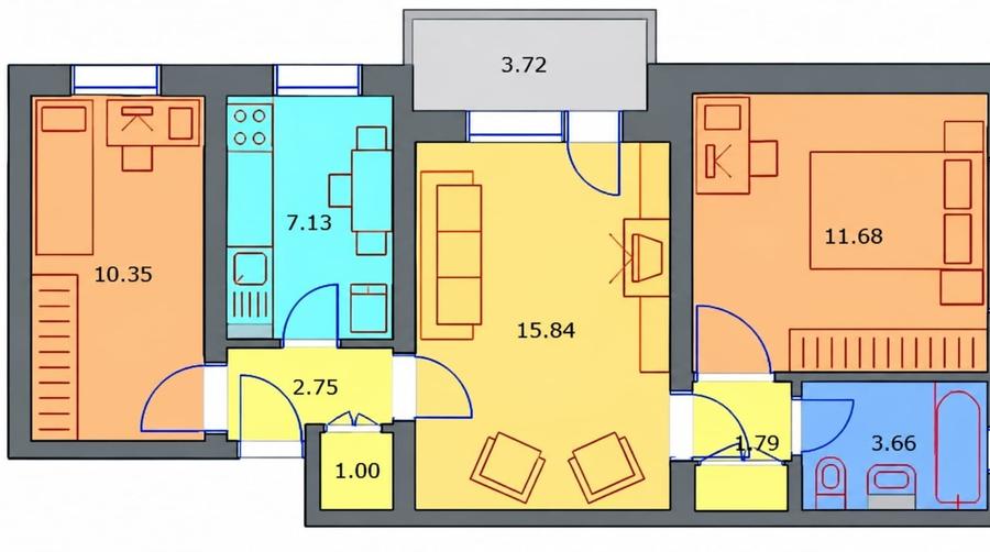 Apartament cu 3 camere semidecomandat în Podu Roș