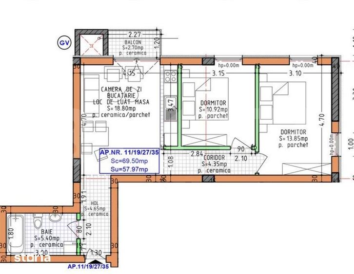 Apartament cu 3 camere în Calea Moldovei