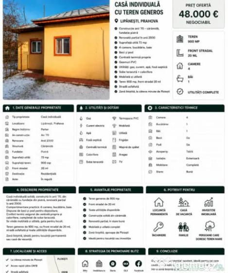 Casă cu 4 camere cu Teren 900 Mp în Lipănești
