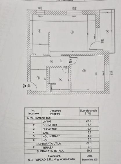 Apartament cu 2 camere decomandat, mobilat în Tunari