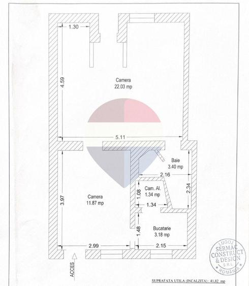 Apartament cu 2 camere semidecomandat în Drăgășani