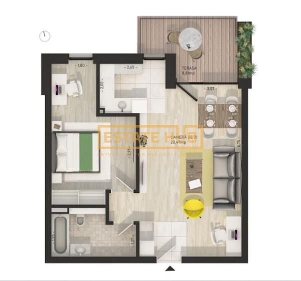 Apartament cu 2 camere și terasă de 8 mp | The Nest - 17