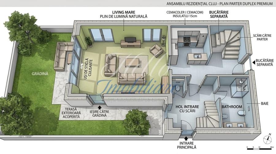 Duplex cu 4 camere cu Canalizare în Mănăștur