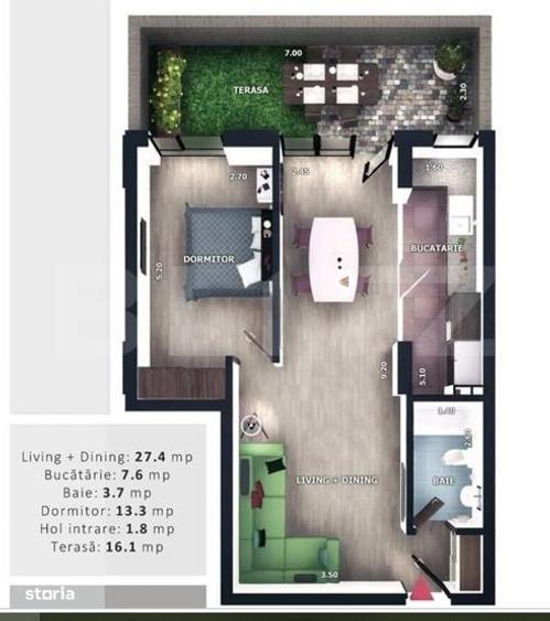 Apartament cu 2 camere în Florești — fotografia 1