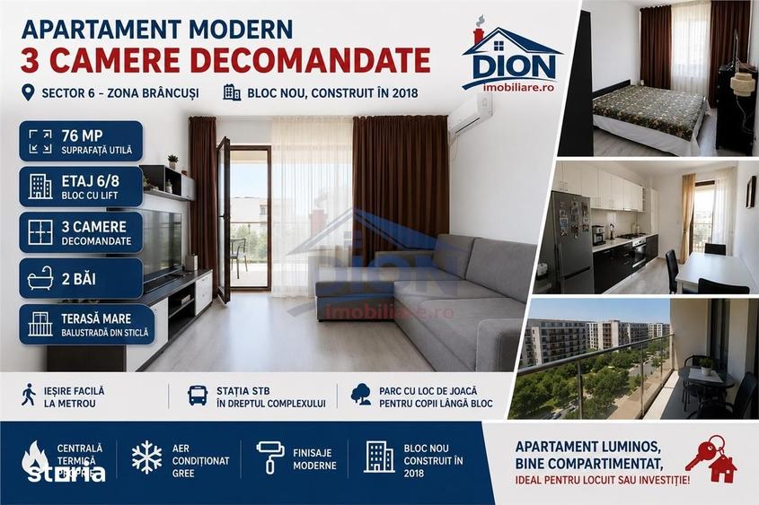 Apartament cu 3 camere decomandat în Central