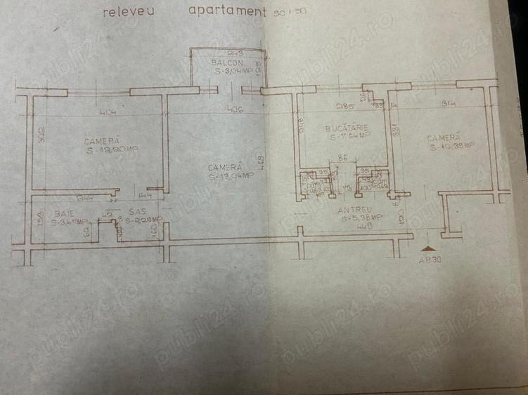 Apartament cu 3 camere decomandat în Decebal