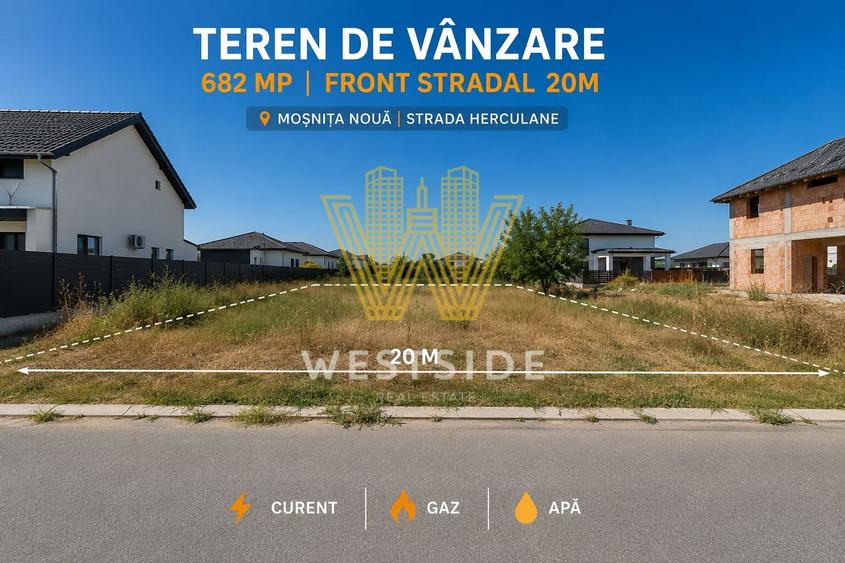 Teren Construcții intravilan de 682 mp, în Moșnița Nouă