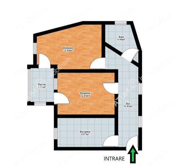 Apartament cu 2 camere decomandat în Central