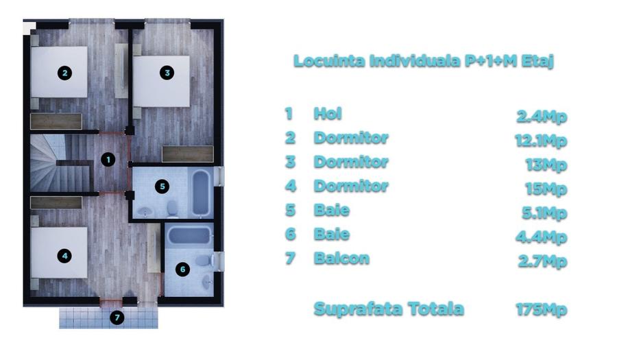 Duplex cu 4 camere cu Teren 300 Mp în Central