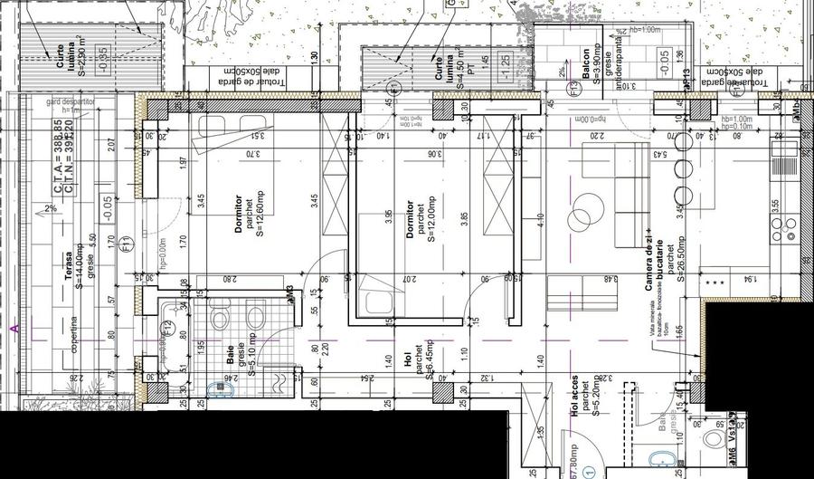 Apartament cu 3 camere semidecomandat în Baciu