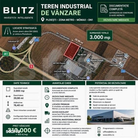 Teren de 3000 mp, în Păulești