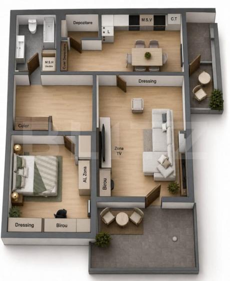 Apartament 2 camere, 61.80 mp, terase 18.90 mp, zona Livezen - 1