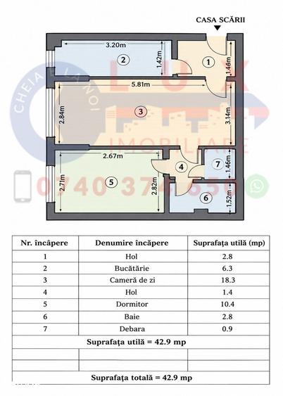Apartament cu 2 camere semidecomandat în Babadag