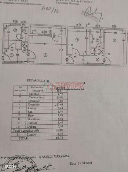 Apartament cu 3 camere semidecomandat în Central