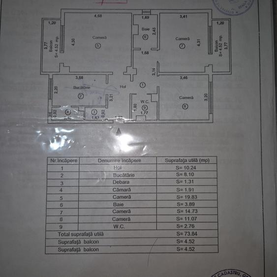 Apartament cu 3 camere decomandat în Vărsătura