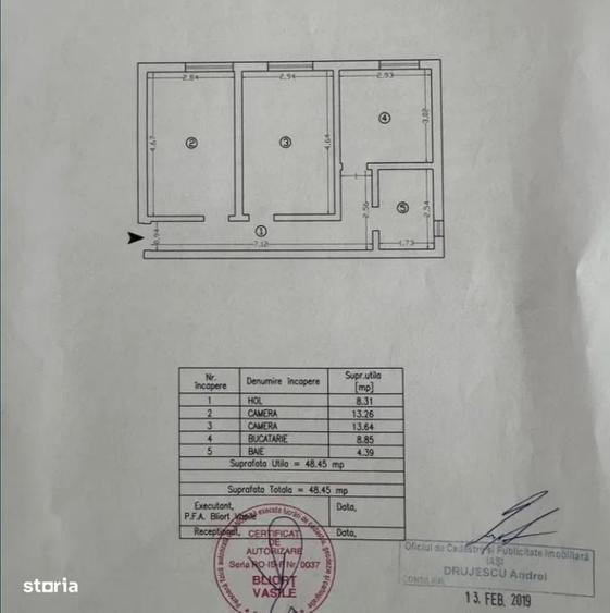 Apartament cu 2 camere decomandat în Miroslava