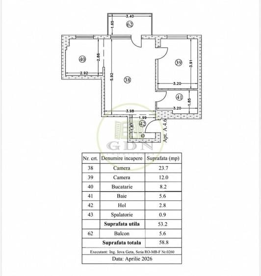 Apartament cu 2 camere semidecomandat în Sisești
