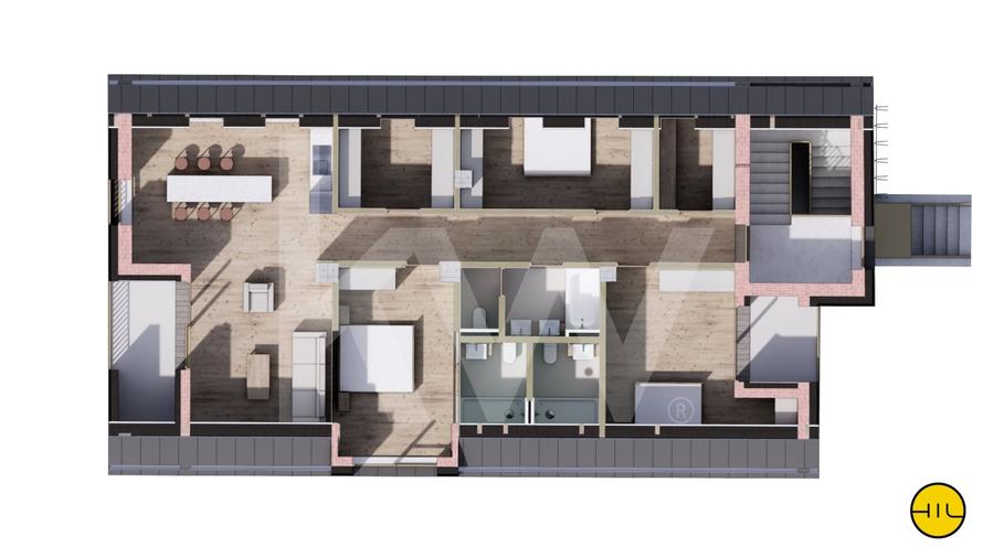 Casă individuală cu 8 camere cu Teren 812 Mp în Central
