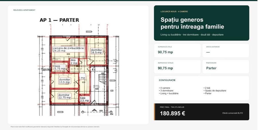 Apartament cu 4 camere decomandat în Central