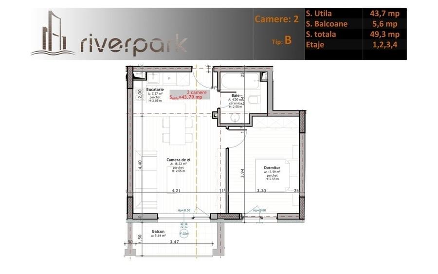 Apartament cu 2 camere semidecomandat în Central