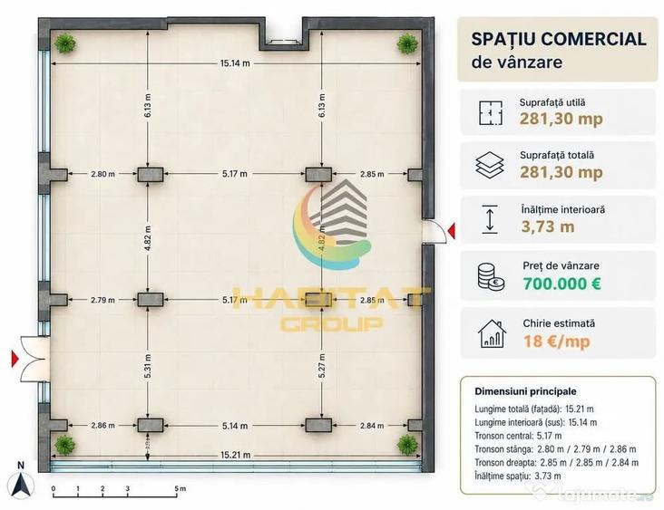 Spațiu comercial, de 281 mp, în Central