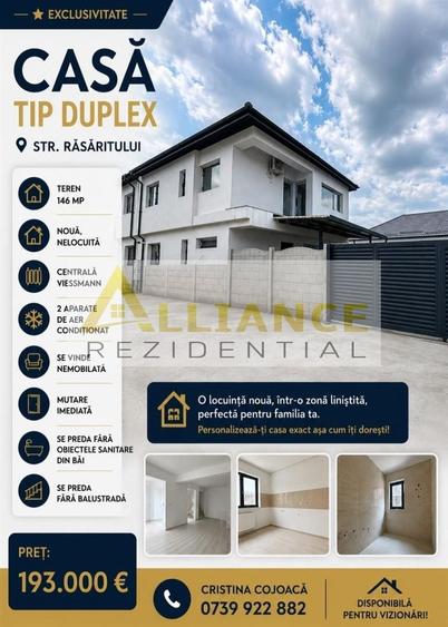 Duplex cu 4 camere decomandat cu Canalizare în Central