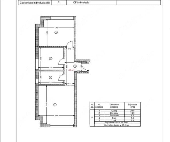 Apartament cu 2 camere decomandat în Central