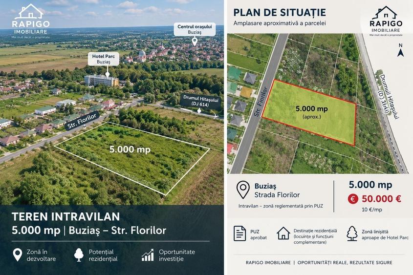 Teren Construcții intravilan de 5000 mp, în Central