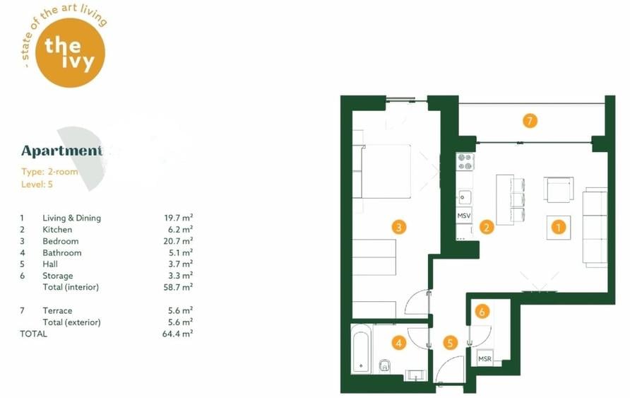 Apartament cu 2 camere decomandat în Băneasa