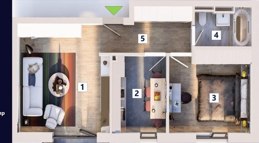 Apartament cu 2 camere decomandat în Râșnov