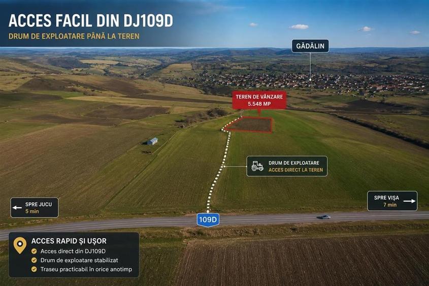 Teren agricol extravilan de 5548 mp, în Gădălin