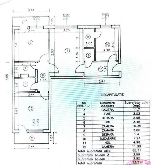Apartament cu 3 camere decomandat în Podu Roș