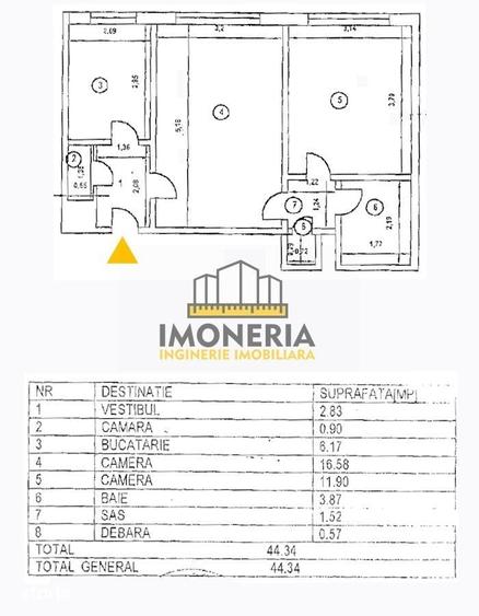 Apartament cu 2 camere semidecomandat în Vatra Luminoasă