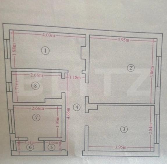Apartament cu 3 camere decomandat în Miroslava