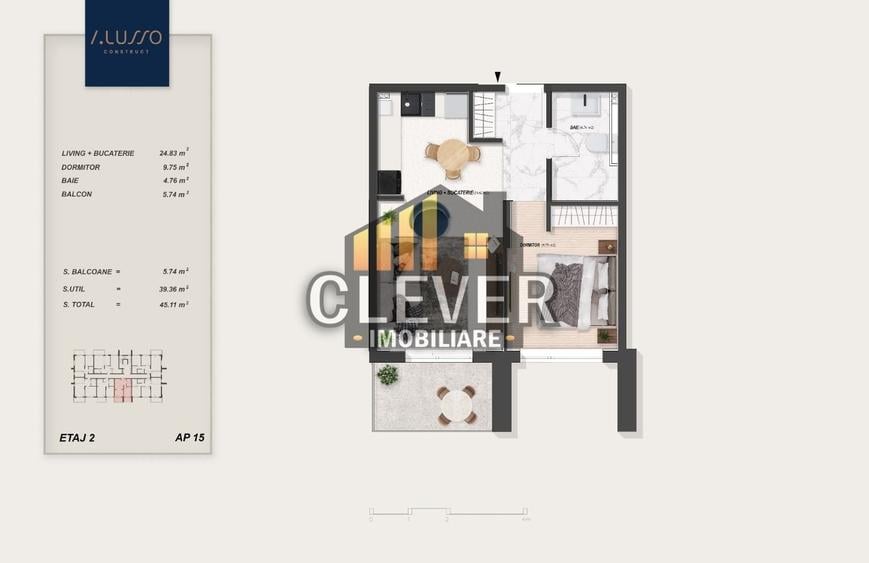 Apartament cu 2 camere semidecomandat în Theodor Pallady