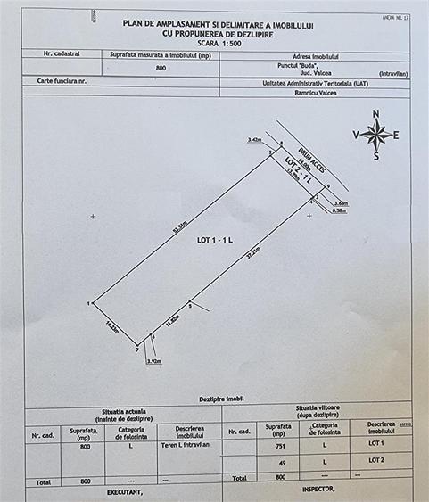 Teren Construcții intravilan de 751 mp, în Morilor