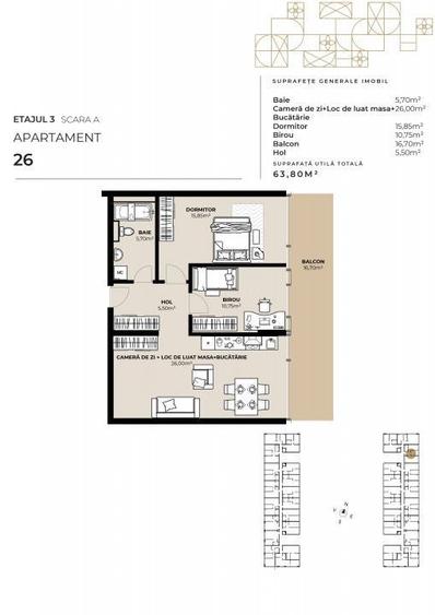 Apartament cu 3 camere în Gară