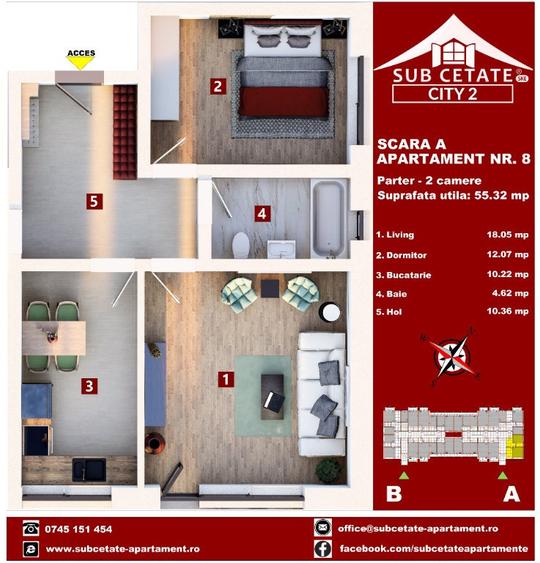 Apartament 2 camere decomandate in SUBCETATE - 18