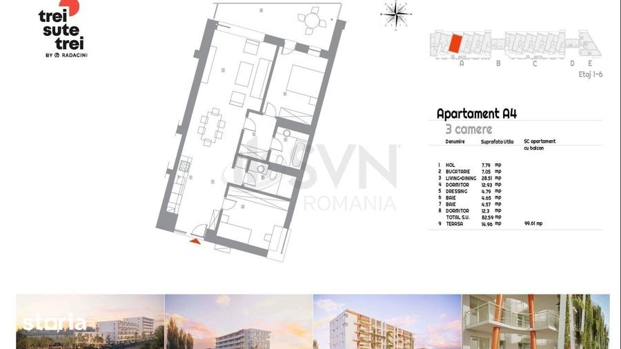 Apartament cu 3 camere în Victoriei