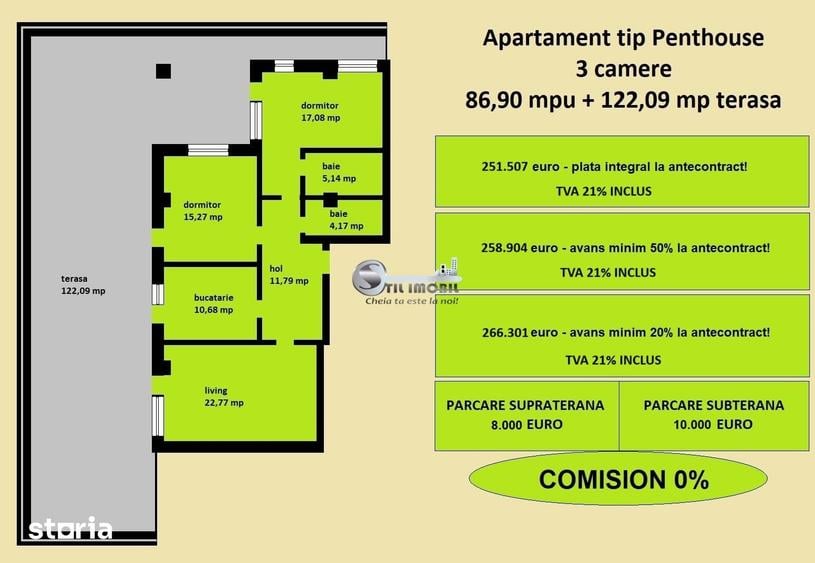 Apartament cu 3 camere decomandat în Galata