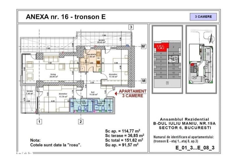 Apartament cu 3 camere în Militari