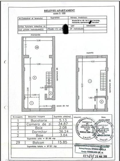 Apartament cu 3 camere semidecomandat în Nord