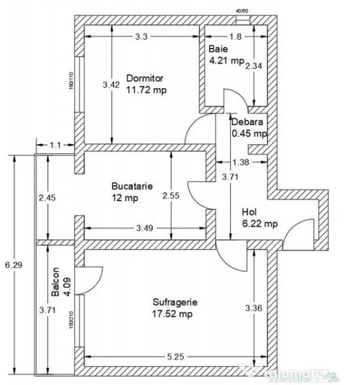 Apartament cu 2 camere decomandat în Sud