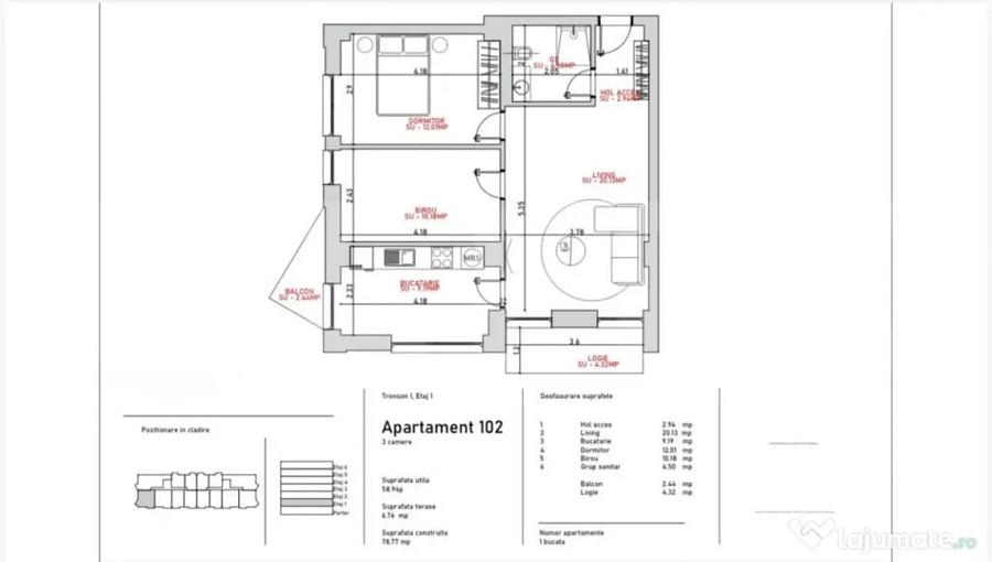 Apartament 2 camere, 58.94 mp, zona Port - 6